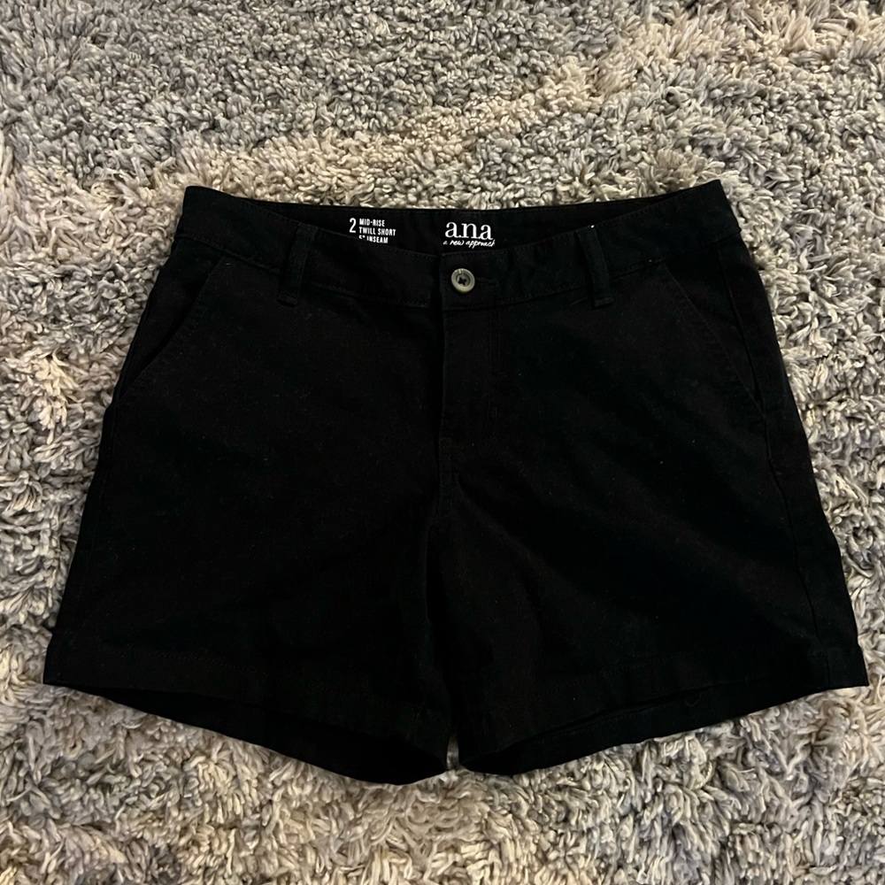 Black mid-rise shorts